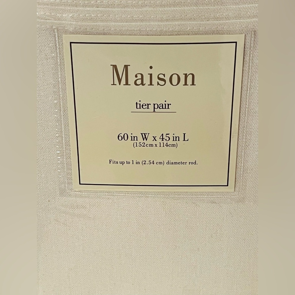 New Maison Pintuck Kitchen Window Tiers, Set of 2  60”x 45" In Off White - Picture 3 of 6